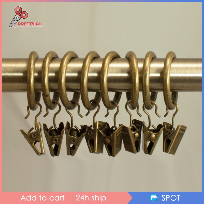 [Prettyia1] Set 12 Vòng Kẹp Rèm Cửa Kim Loại Cổ Điển 25mm / 32mm Kèm Khoen