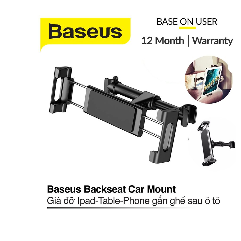 Gía đỡ điện thoại Baseus Car Mount LV236 gắn ghế sau ô tô xoay 360 độ, điều chỉnh góc nhìn dễ dàng