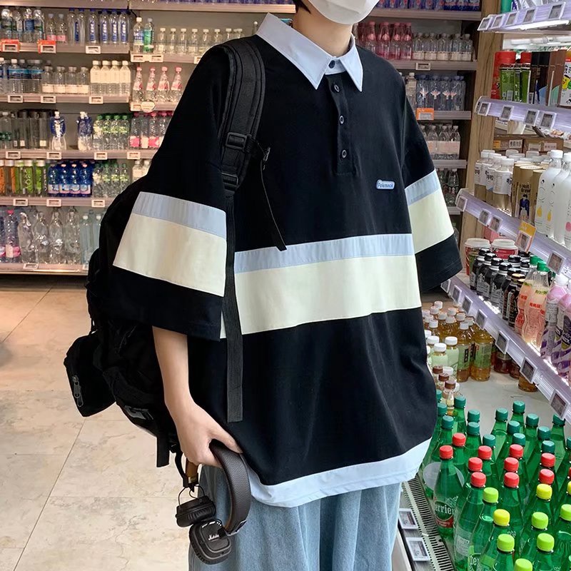 Áo thun polo nam tay ngắn họa tiết sọc ngang thời trang dành cho áo polo nam form rộng áo polo nam có cổ áo croptop polo nữ áo sơ mi nam ngắn tay áo có cổ áo polo sọc