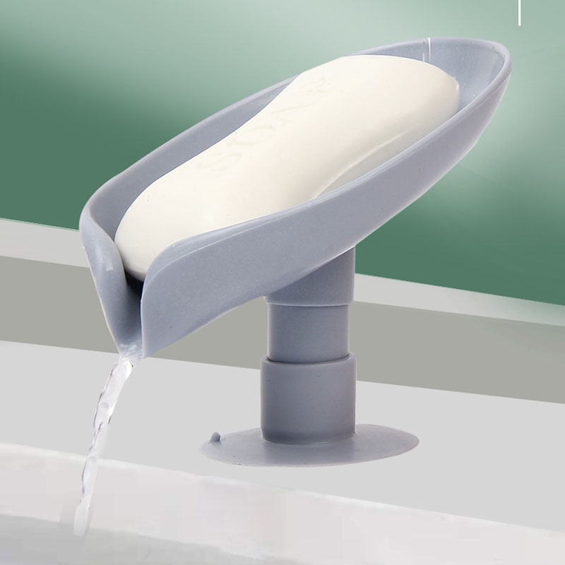 Hộp đựng xà phòng hình chiếc lá dạng cốc hút không cần khoan lỗ thoát nước được sáng tạo dành cho phòng tắm