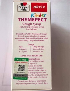 (Hàng nhập khẩu chính hãng ,Đức) Siro ho DoppelHerz Kinder Thymepect (hỗ trợ giảm ho cho trẻ từ 1 tuổi...)