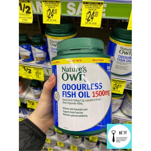 𝗡𝗮𝘁𝘂𝗿𝗲'𝘀 𝗢𝘄𝗻 𝗢𝗱𝗼𝘂𝗿𝗹𝗲𝘀𝘀 𝗙𝗶𝘀𝗵 𝗢𝗶𝗹 - 𝗗𝗔̂̀𝗨 𝗖𝗔́ 𝗛𝗔̀𝗠 𝗟𝗨̛𝗢̛̣𝗡𝗚 𝗢𝗠𝗘𝗚𝗔𝟯 𝗖𝗔𝗢 1500mg • 500 𝘃𝗶𝗲̂𝗻