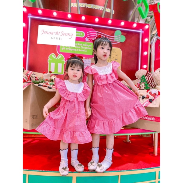 Đầm xoè đỏ caro Noel cho bé - hàng thiết kế Jenna&Jenny