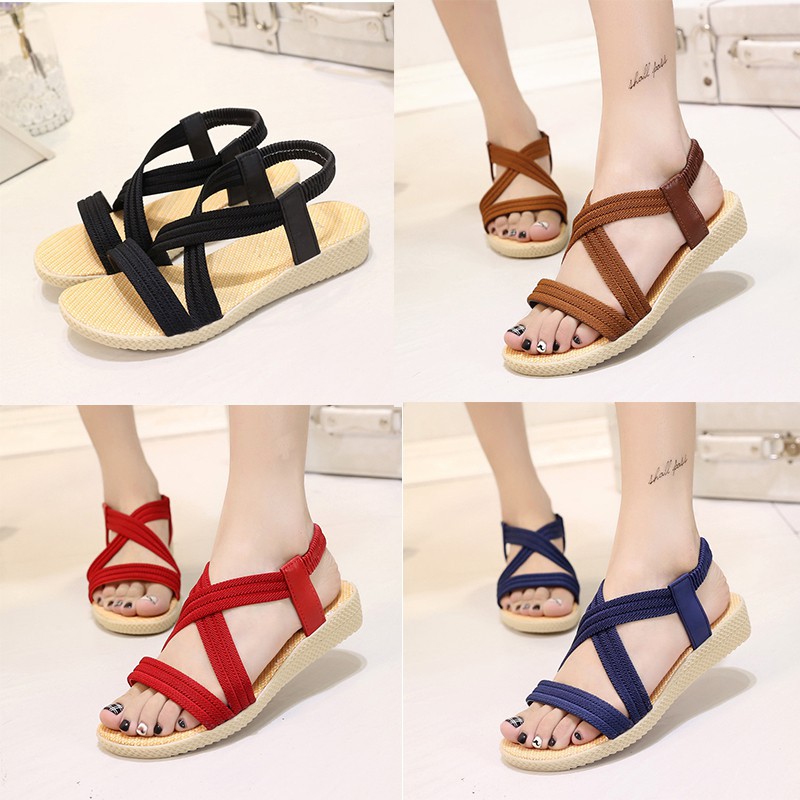 Giày sandal đế xuồng thiết kế quai đeo vòng qua mắt cá phong cách thời trang mùa hè dành cho nữ