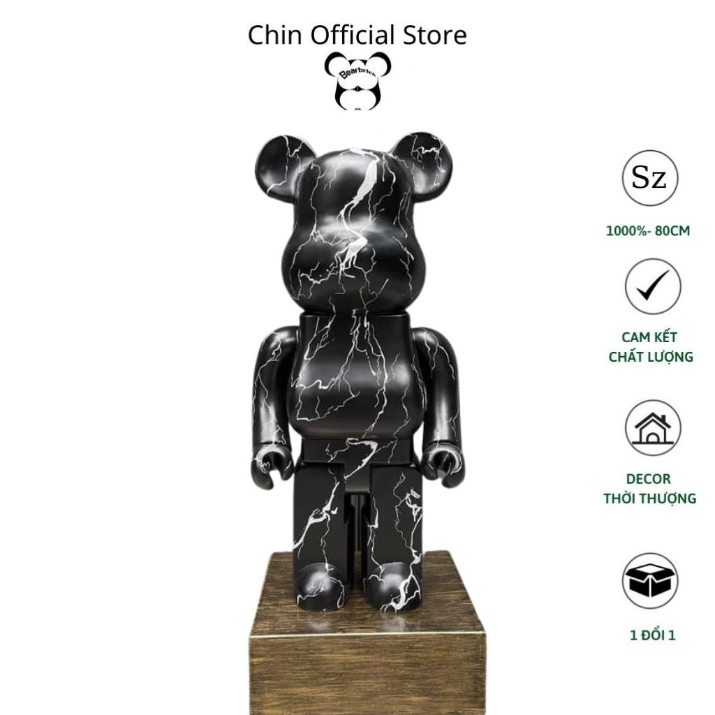 Bearbrick 1000 và gấu bearbrick 50cm, mẫu trắng đen loang vân thời thượng- Chin Official Store