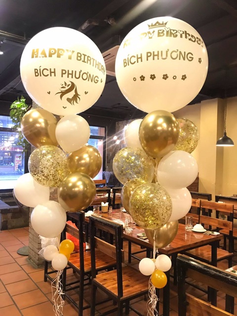 Combo bóng jumbo màu trơn in chữ kèm đầy đủ nguyên liệu tự làm