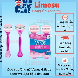 Dao cạo lông nữ Venus Gillette Sensitive Spa bộ 2 đầu dao và 3 đầu dao