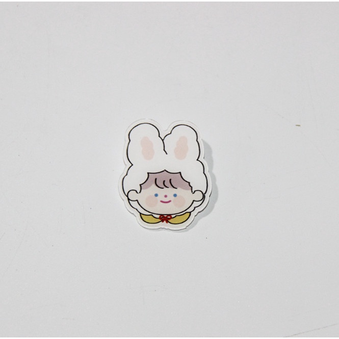 Sticker, ghim cài trang trí đồ dùng cá nhân chủ đầu nhóc thiên sứ và gấu thỏ dễ thương STHIENSU