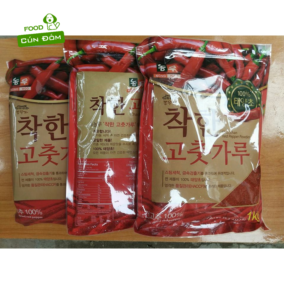 Bột ớt cánh Hàn Quốc làm kim chi Chackhan túi 1kg chính hãng