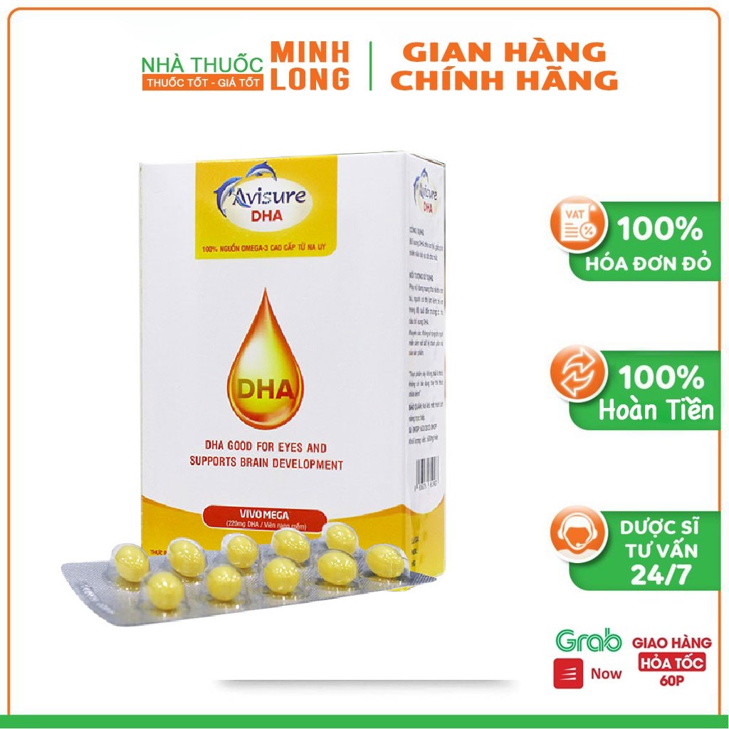 Avisure DHA - DHA tinh khiết từ Na Uy cho mẹ bầu giúp bé phát triển não bộ và thị giác tối ưu (Hộp 40 viên)