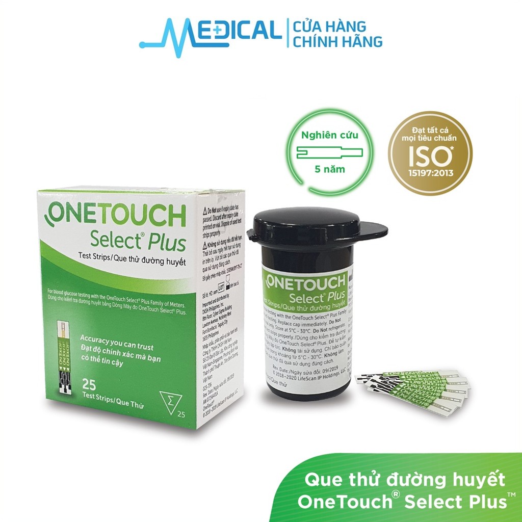 Que thử đường huyết ONETOUCH Select Plus 25 que/hộp date xa chính hãng- MEDICAL