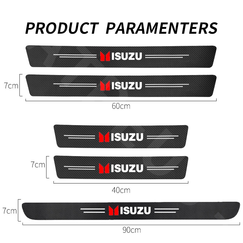 Miếng dán sợi carbon bảo vệ bậc cửa cho Isuzu Panther Elf Traga Dmax Mux Trooper MU7 TFR Crosswind Panther Sportivo
