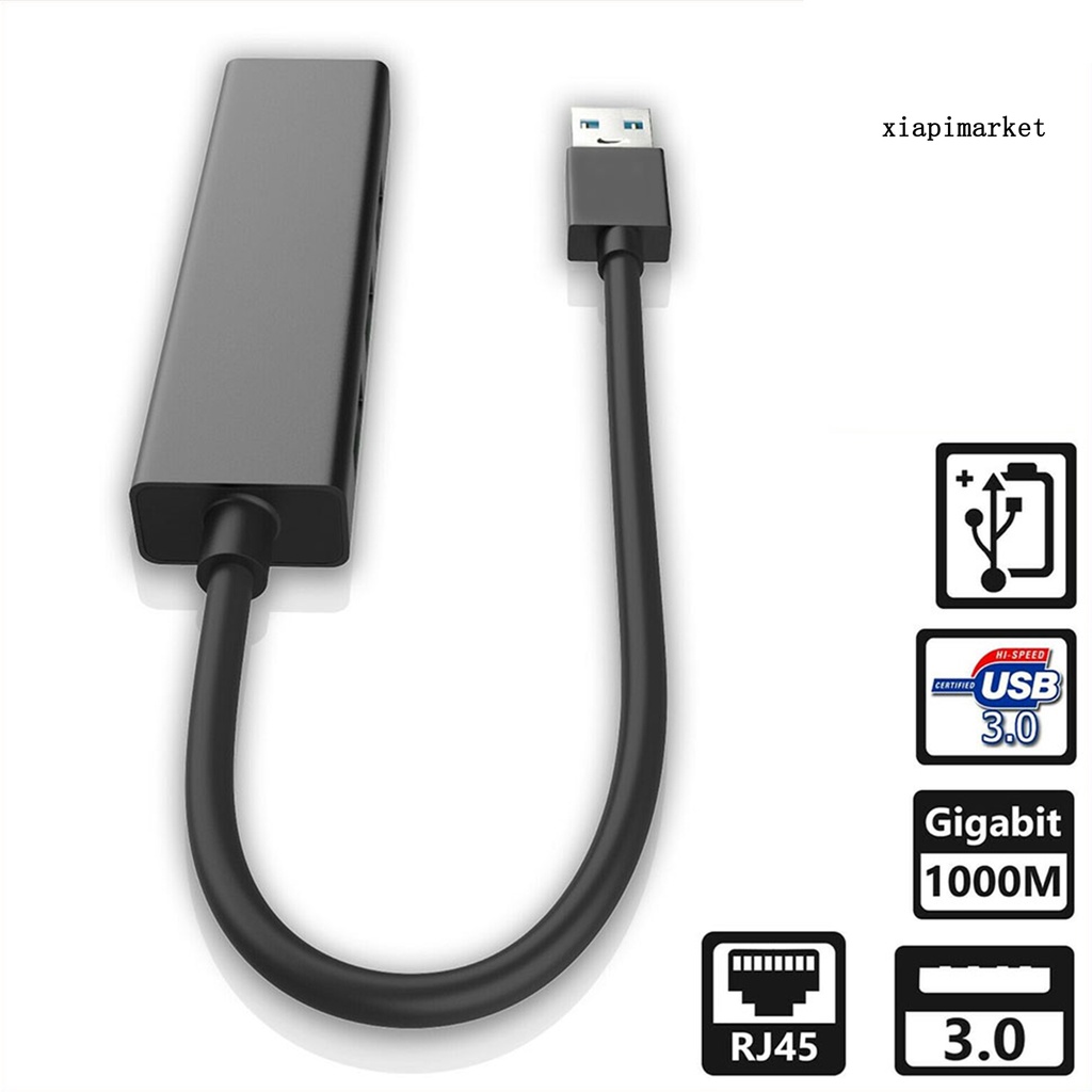 LOP_USB 3.0 Gigabit Ethernet Lan RJ45 1000Mbps Network Adapter 3 Ports Hub for Mac PC Switch