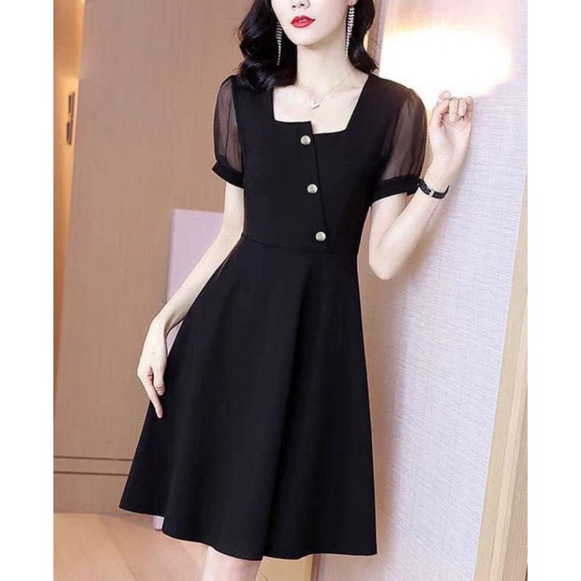 đầm bigsize thiết kế 40kg_120kg mẫu cổ vuông lệch bèo thiên tay von mặc đi làm đi chơi đều xinh