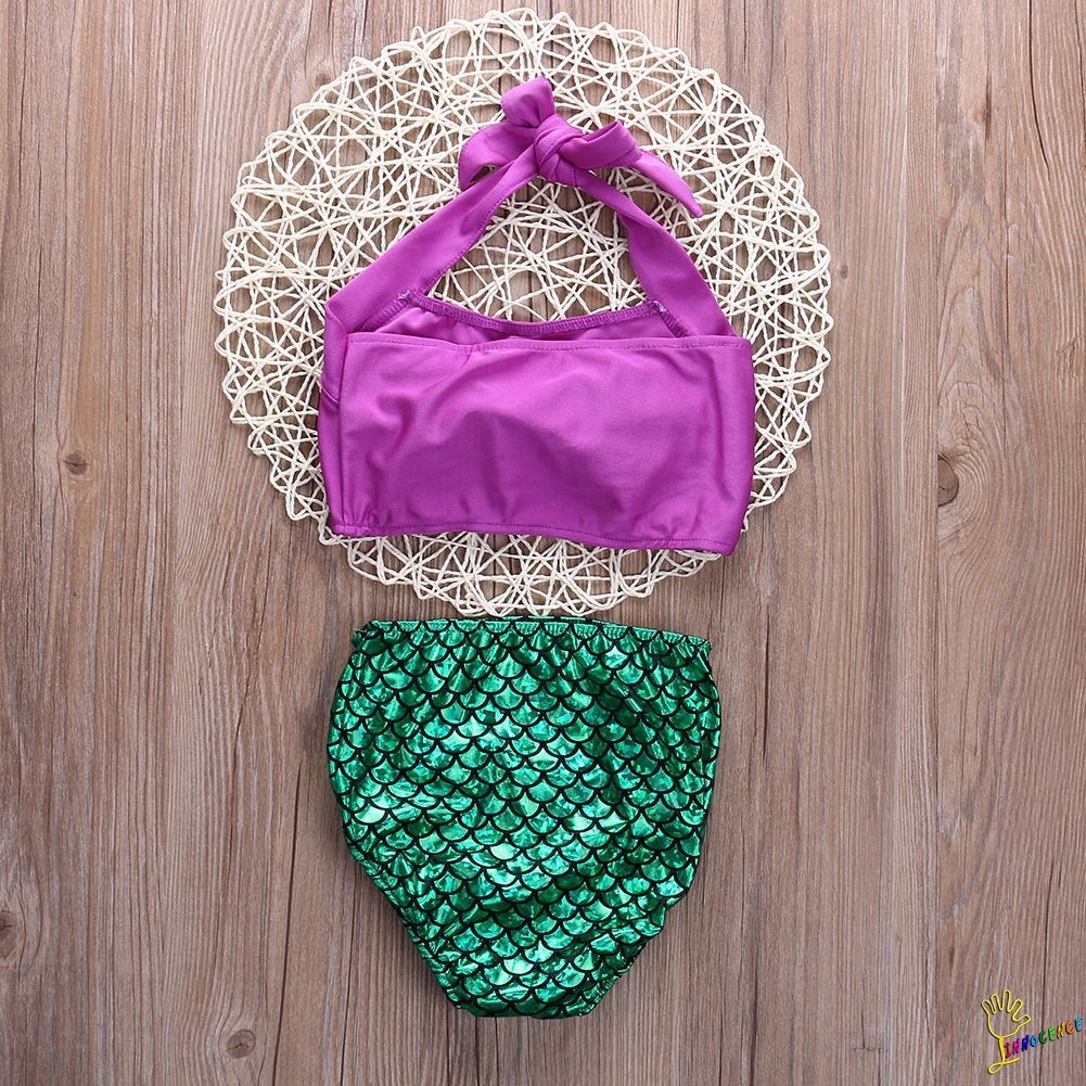 ❤XZQ-Girls Kids Mermaid Swimmable Bikini Set Swimwear Swimsuit Swimming Costumes