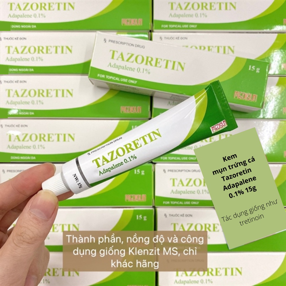 Kem giảm mụn Tazoretin Adapalene 0.1% 15g hỗ trợ giảm mụn trứng cá