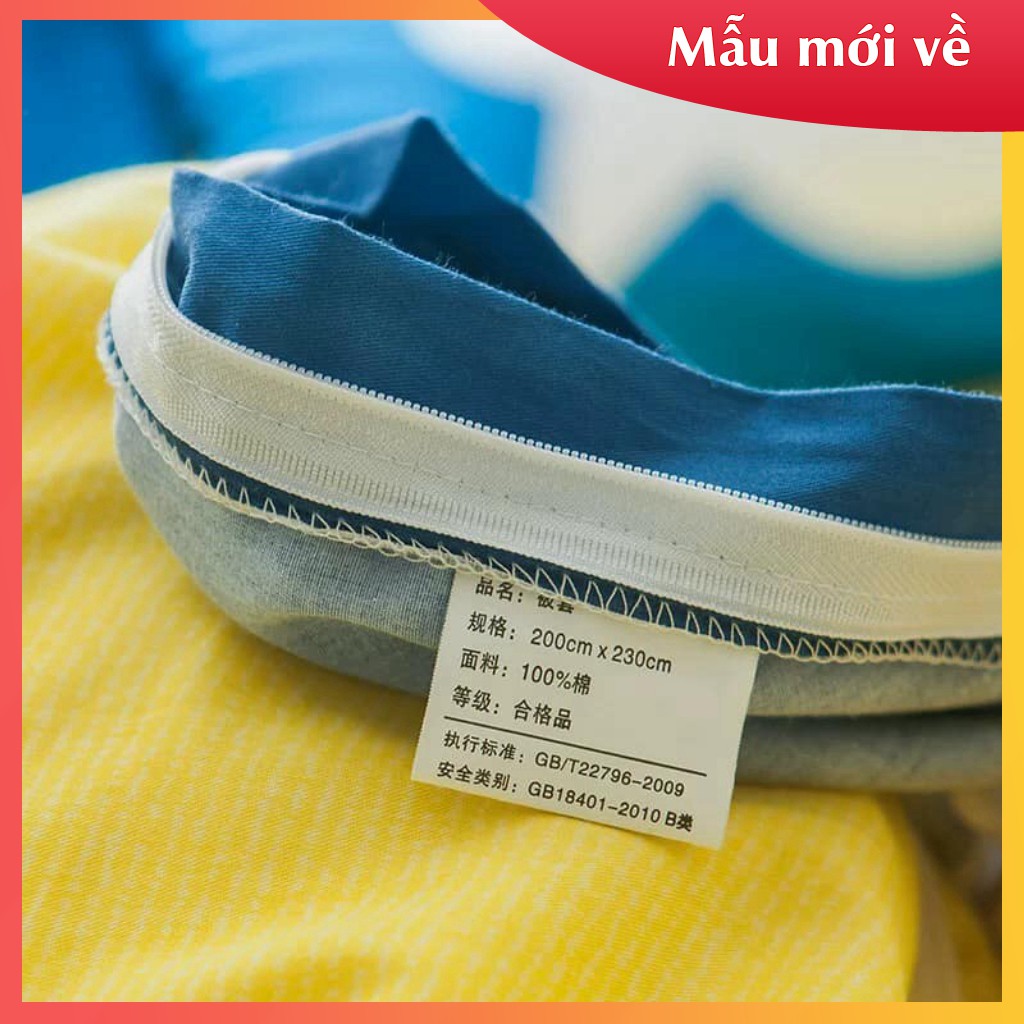 Bộ Chăn ga gối 4 món cotton 100% 3D trẻ em mát mềm không bí xuất khẩu MẪU MÁY XÚC