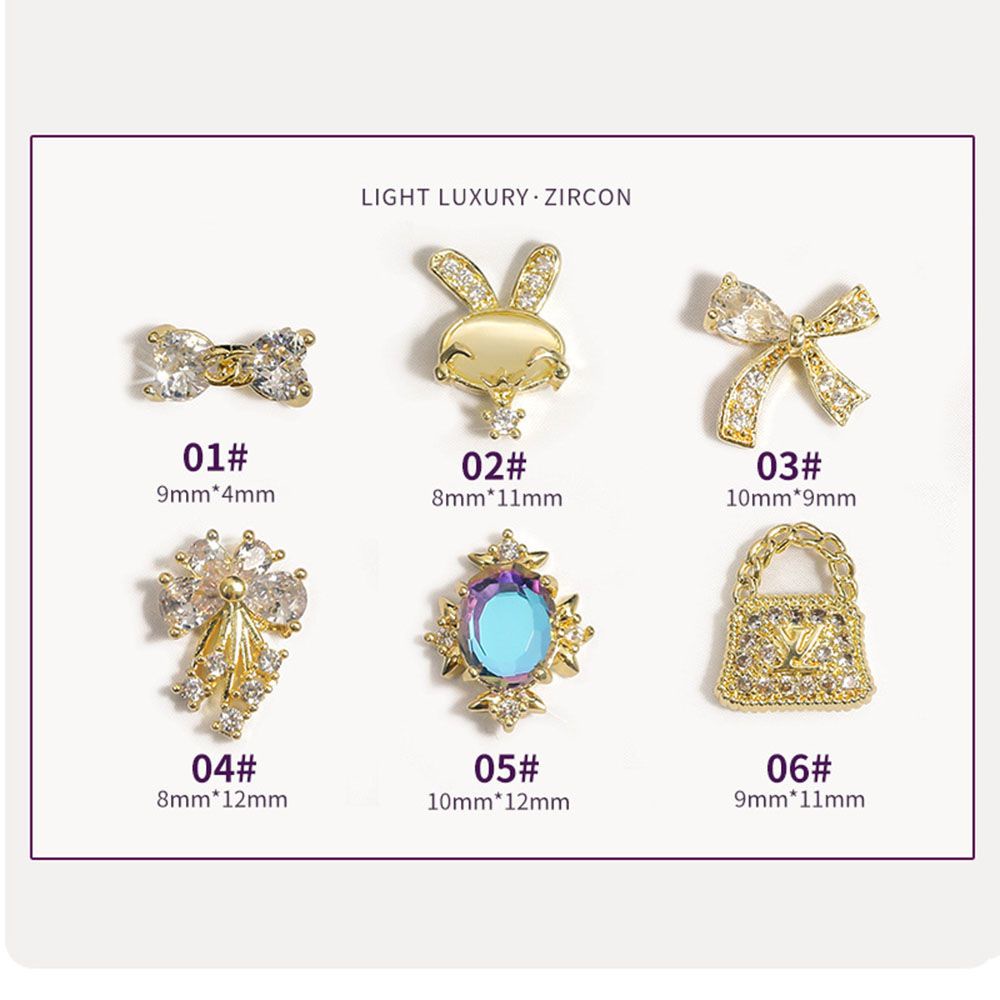 Phụ Kiện Trang Trí Móng Tay Hình Nơ Đính Đá Zircon Lấp Lánh Phong Cách Sang Trọng