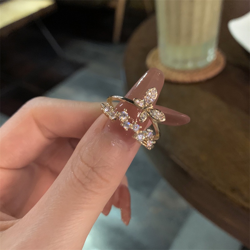 Nhẫn Đeo Tay Kim Loại Hình Nơ Đính Đá Thời Trang Nữ