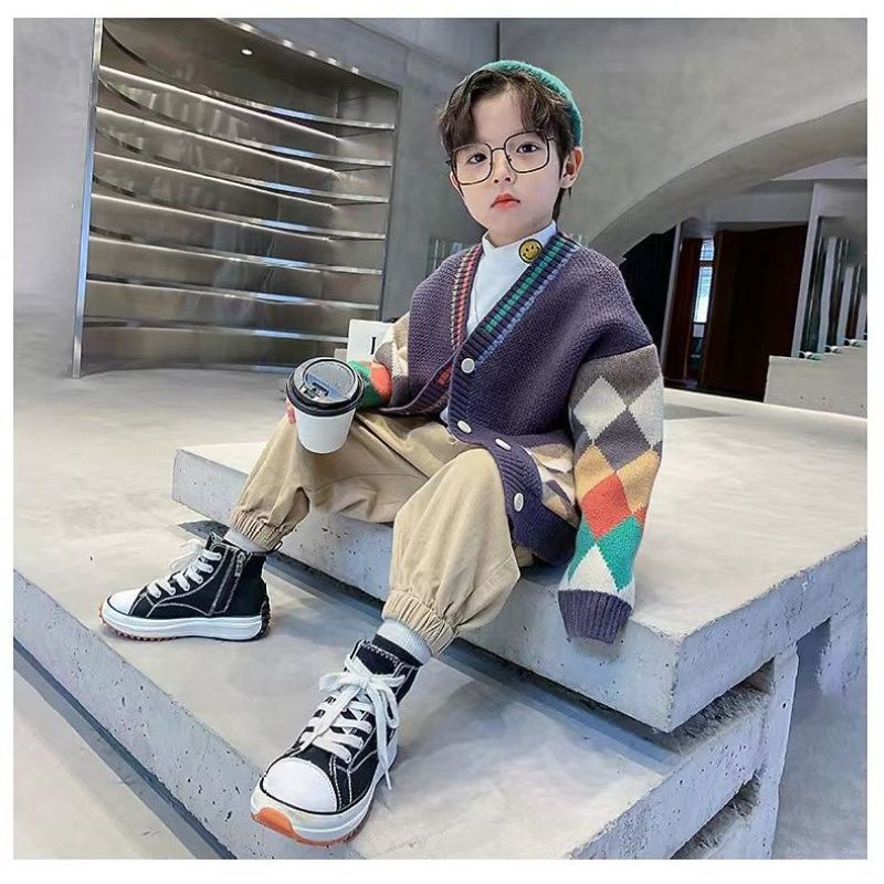 Áo Khoác Cardigan Dệt Kim Thời Trang Xuân Thu Cho Bé Trai