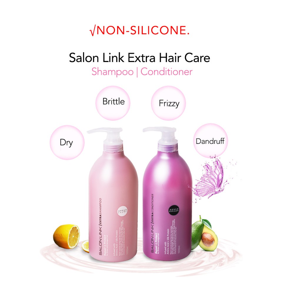 Dầu gội và dầu xả phục hồi tóc hư tổn Salon Link Extra Shampoo 1000ml