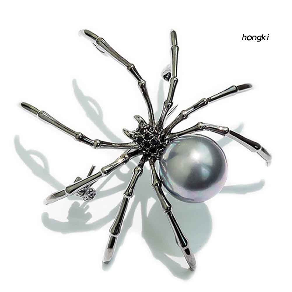 Ghim Cài Áo Hình Nhện Đính Đá Và Ngọc Trai Nhân Tạo Thời Trang Cho Nữ