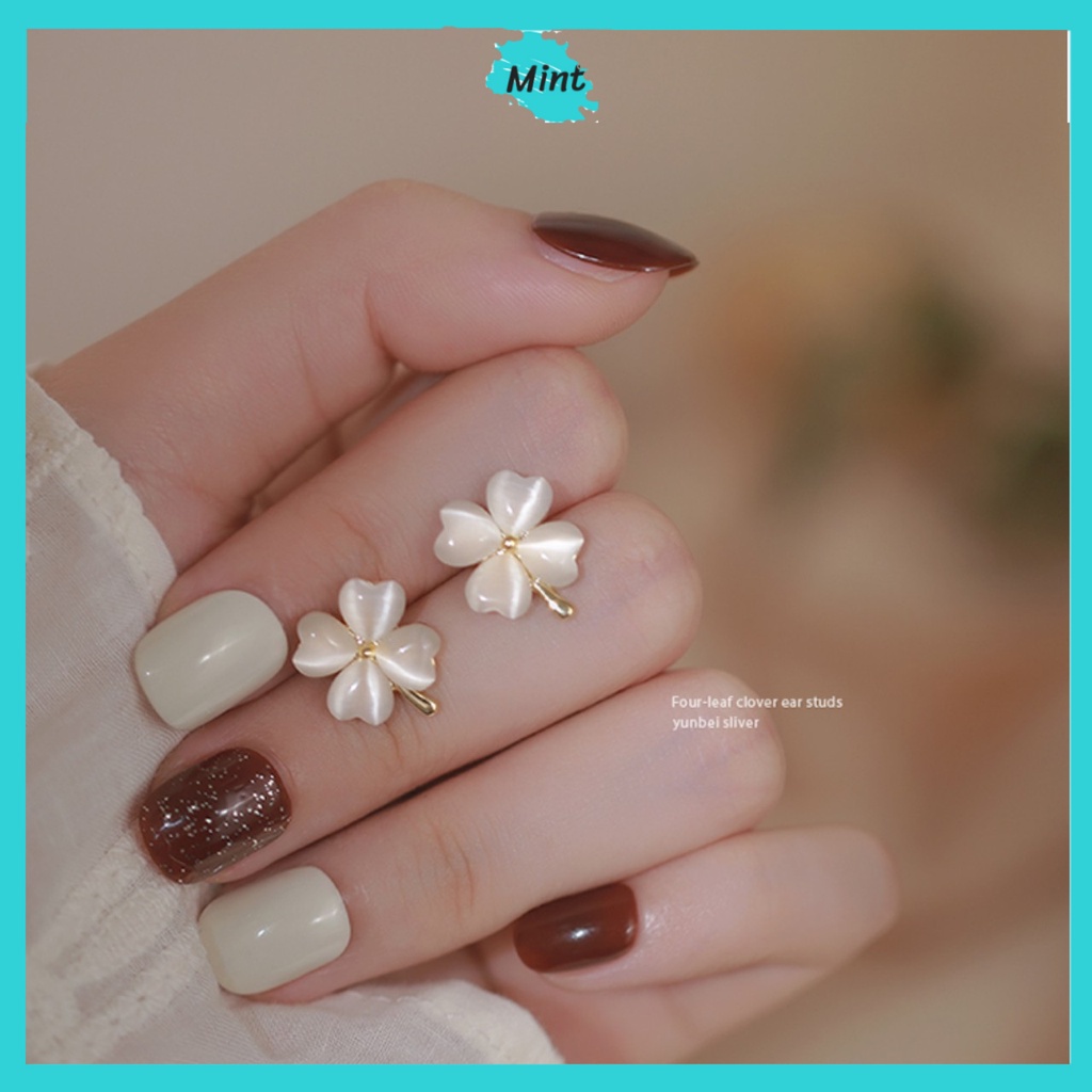 Bông Tai Nữ ❤️KHÔNG GÂY DỊ ỨNG❤️ Khuyên Tai Chuôi Bạc S925 Hình Hoa Trong Suốt Xinh Đẹp