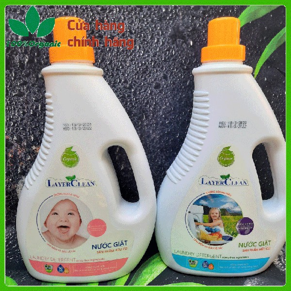 Nước giặt LAYER CLEAN nước hoa em bé, gió biển, nước giặt hữu cơ 2 lít