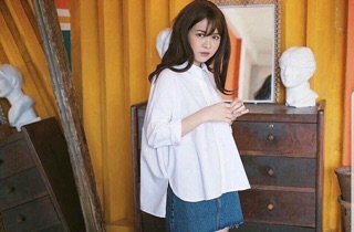 (Kèm hình thật) Sơ mi trắng lệch tà vạt bầu oversize