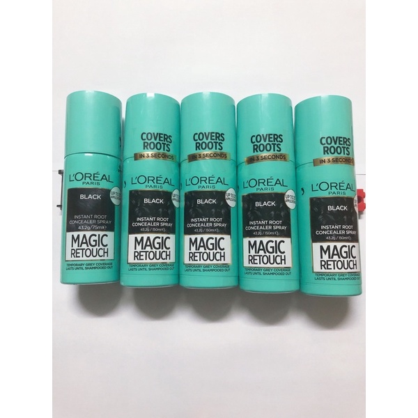 Xịt nhuộm tóc phủ bạc tạm thời L'Oreal Paris Magic Retouch Temporary Root Concealer Spray - Black.Hàng Pháp