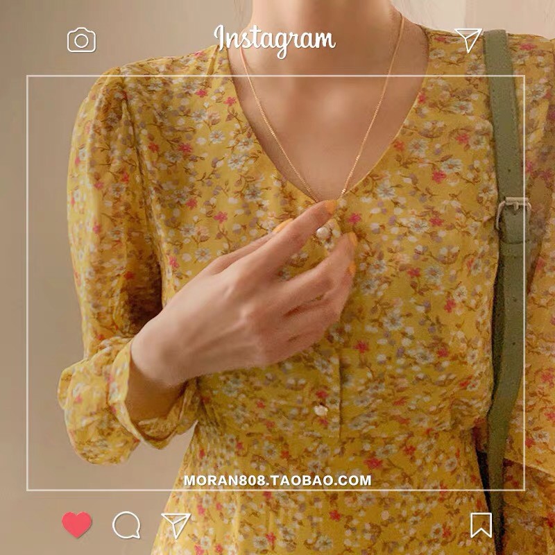 Váy hoa nhí vintage bánh bèo dài tay chất voan thoáng mát, Đầm hoa nhí ulzzang tiểu thư tay dài Hàn Quốc V08 - Peyy Clot | BigBuy360 - bigbuy360.vn