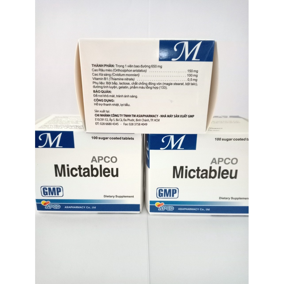 MICTABLEU Apco hộp 100 viên giúp thanh nhiệt, lợi tiểu.