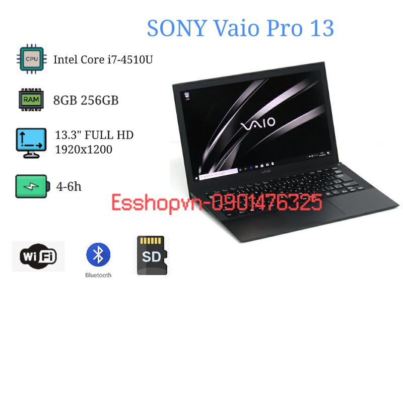 Laptop Sony Vaio Pro 13 màn hình 13.3" Full HD 8GB RAM 256GB SSD Core i5/i7 - Likenew 98 zin Nhật