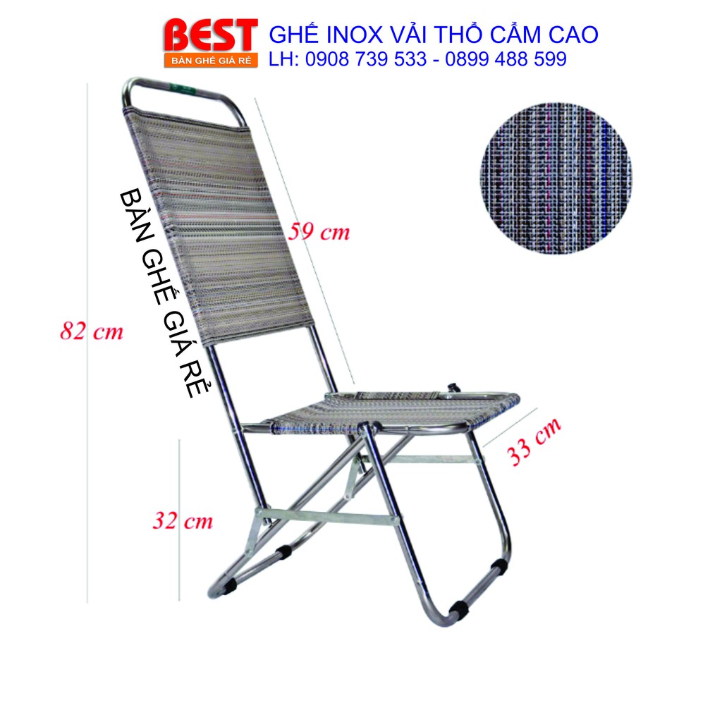 GHẾ XẾP INOX THỔ CẨM LƯNG CAO