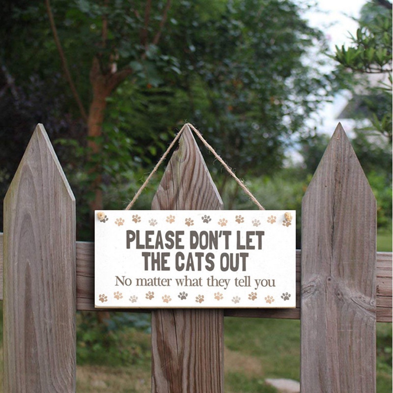 Biển Hiệu Treo Trang Trí Nhà Cửa Hình Mèo Bằng Gỗ Độc Đáo