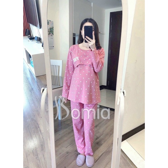 Bộ Bầu Pink 2in1 (ảnh thật)- mặc bầu &amp; sau sinh - chất cotton mềm mát đẹp