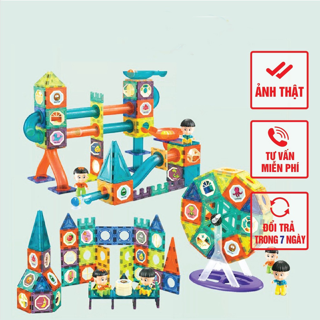 Bộ nam châm xếp hình 3D 54ct, đồ chơi nam châm xếp hình thông minh loại miếng, giúp trẻ phát triển trí tuệ.