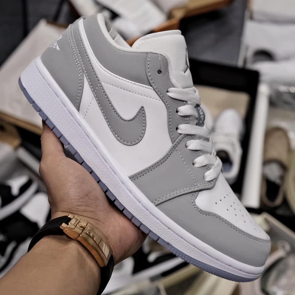Giày jordan cổ thấp, Jordan 1 Low Wolf Grey, jd low.