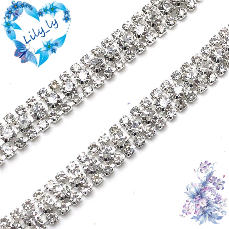 2068080 Bán Trực Tiếp Từ Nhà Máy Chuỗi Xích Kim Cương Giả Ba Hàng Xích Trang Trí Quần Áo Hàn