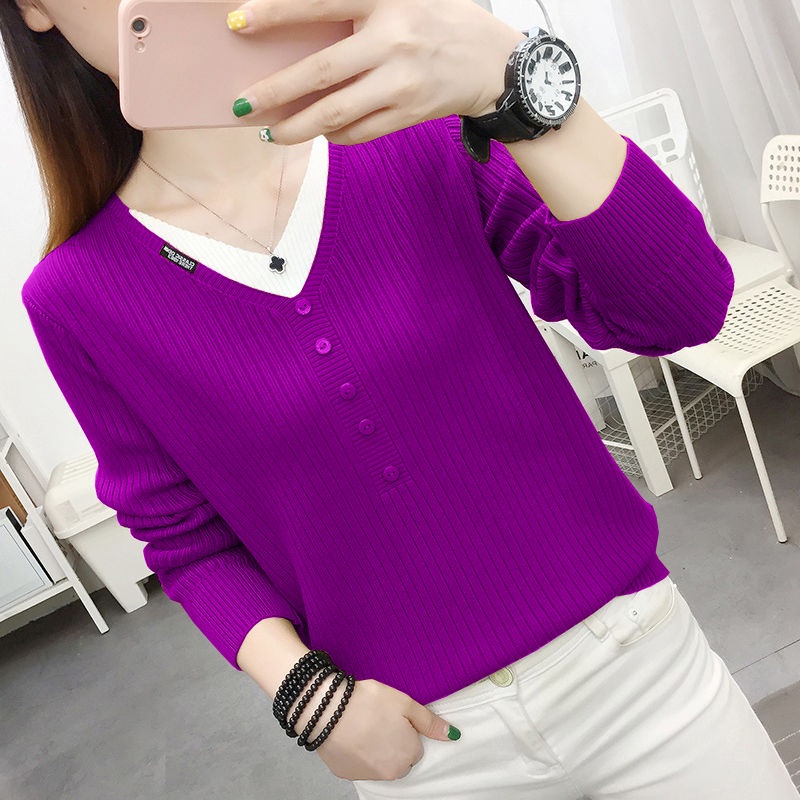 Áo Len Nữ Dài Tay Cổ Chữ V Form Rộng Thời Trang#10.15