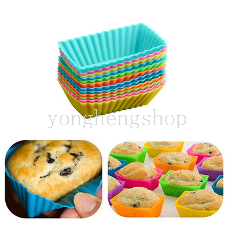 1 Khuôn Làm Bánh Trứng / Cupcake / Muffin Hình Trái Tim Bằng Silicone Tái Sử Dụng Được DIY