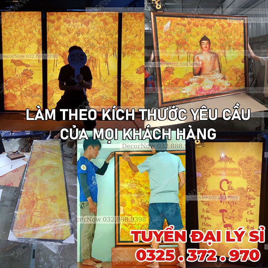 Đèn Hào Quang In Tranh Trúc Chỉ, Bài Vị Thần Tài Thổ Địa TC70, mẫu độc quyền tại Xưởng Tranh DecorNow