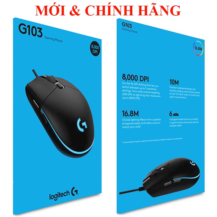 Chuột game Logitech G103 2020, G102 gen 2 Lightsync