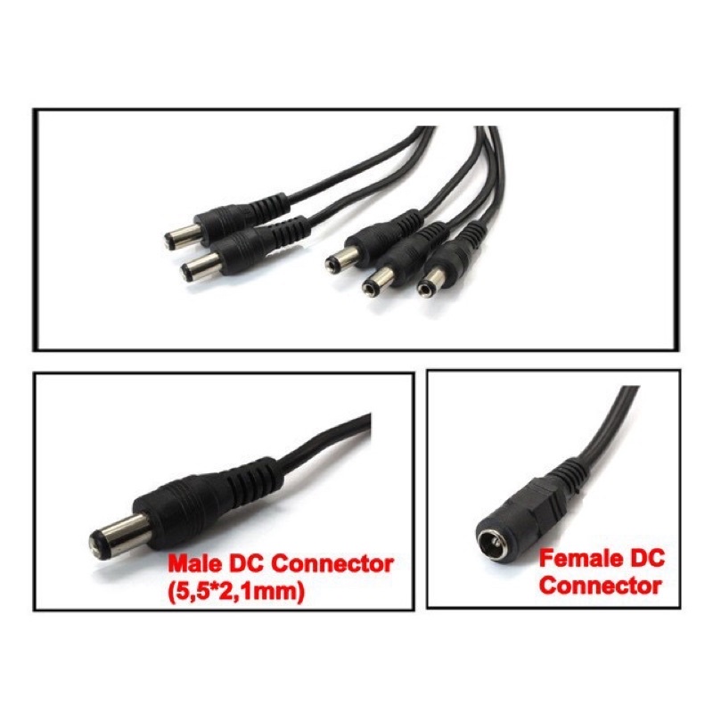 Dây chia nguồn DC cho camera từ 1 ra 2,4,5,8 chân 5.5x2.1mm