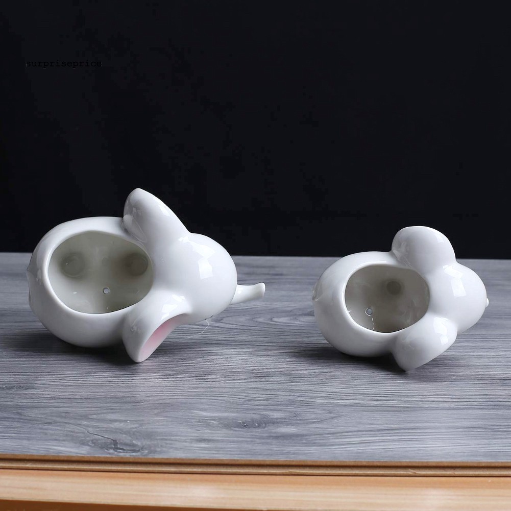 Set 2 chậu trồng cây cảnh bằng sứ hình chú voi đáng yêu phù hợp cho trang trí
