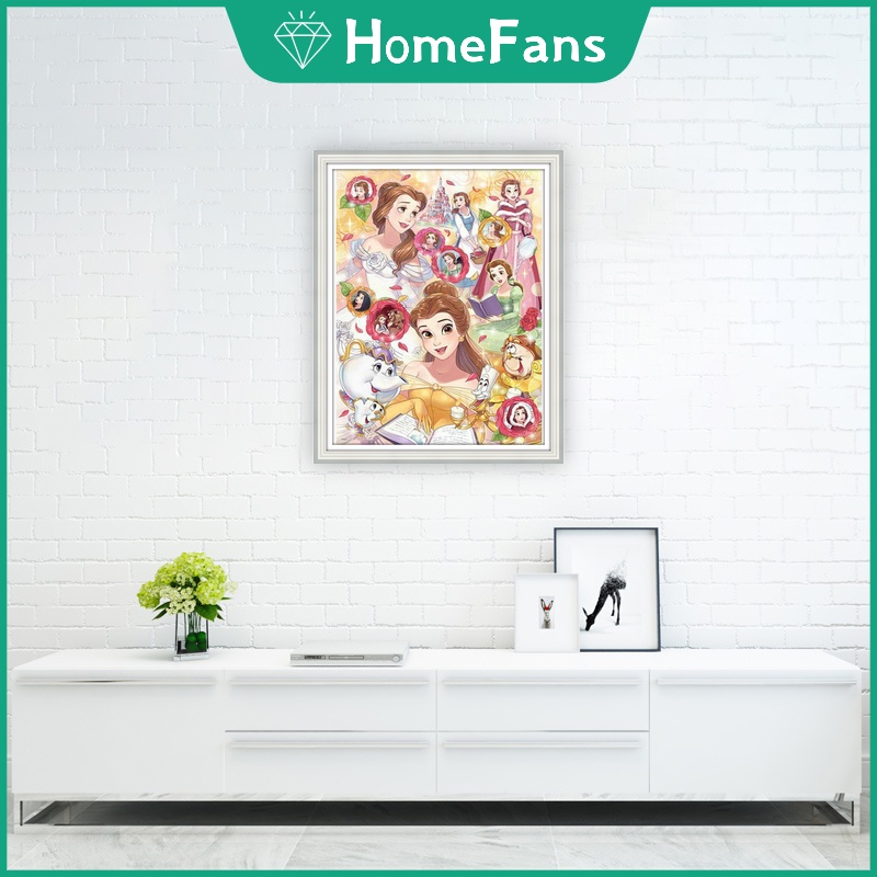 Bộ tranh đính đá 5D họa tiết công chúa Disney hoạt hình độc đáo kích thước 30X40cm