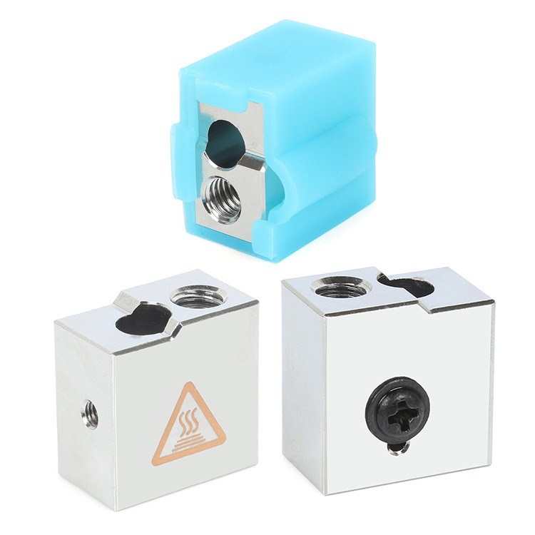 Khối Block E3D V6, Volcano gia nhiệt cao cấp đồng nguyên chất mạ nikel tặng kèm bọc silicon chất lượng cao cho máy In 3D