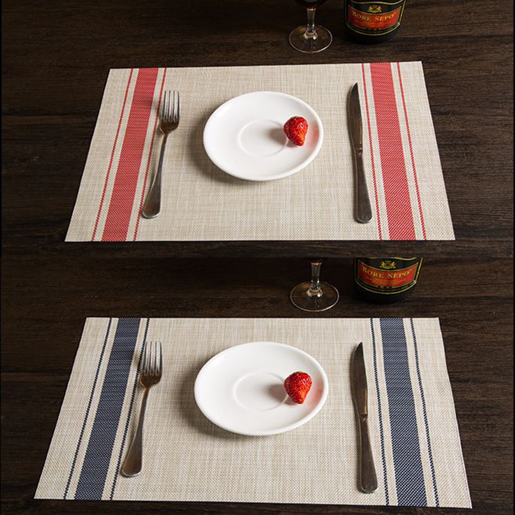 Tấm lót bàn ăn cách nhiệt họa tiết viền sọc 30x45cm Nhà Xinh Decor miếng lót chén dĩa bàn ăn