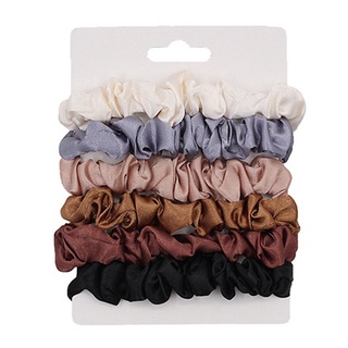 6 Pcs/set Silk Hair Scrunchies Hair Ties Bows Ropes Ponytail Holders