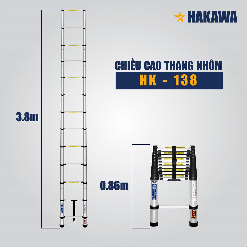 Thang nhôm rút đơn HAKAWA - HK-138 - Sản phẩm chính hãng - Bảo hành 2 năm